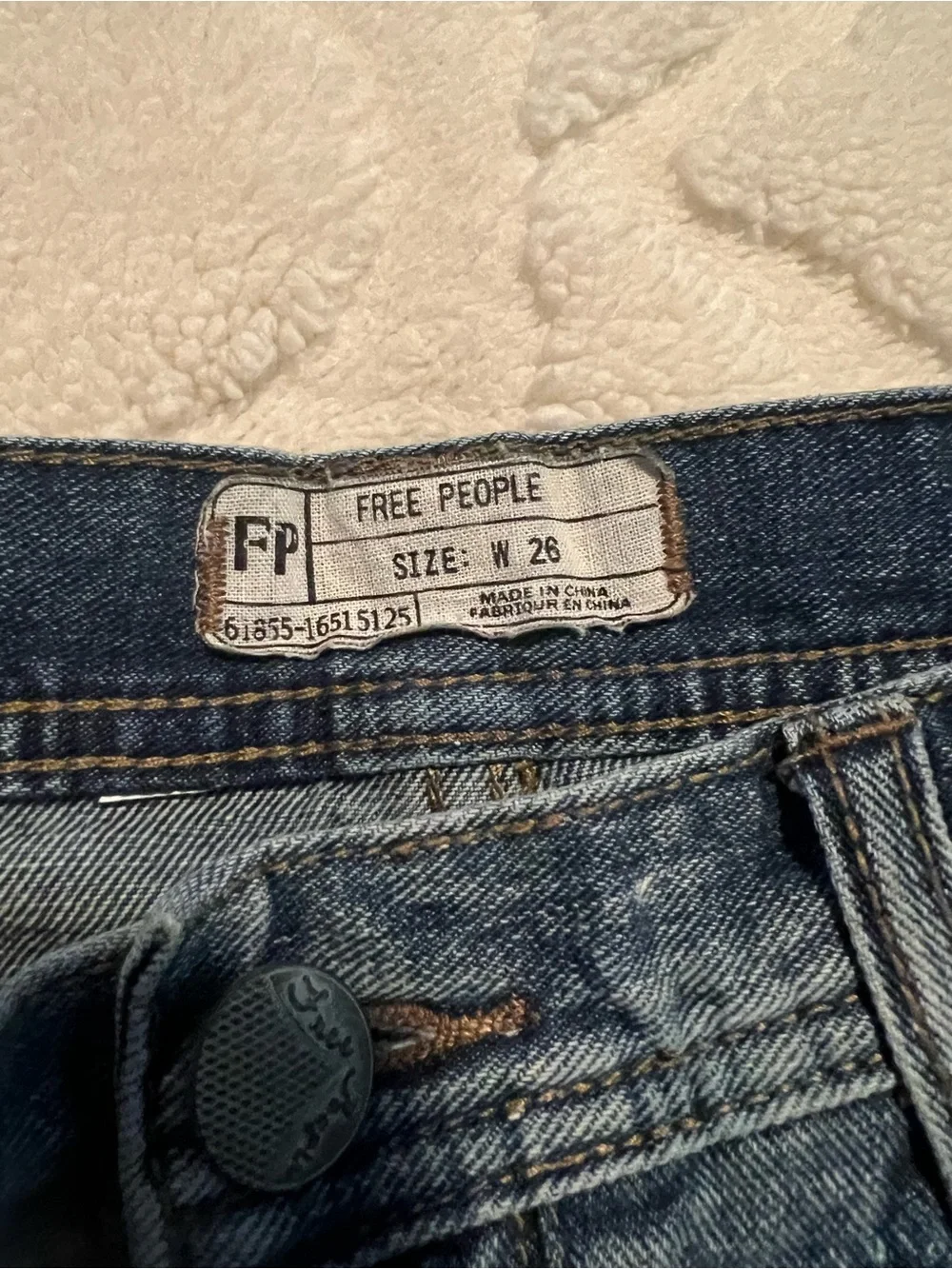 Free People Light Blue Distressed Denim Short Shorts